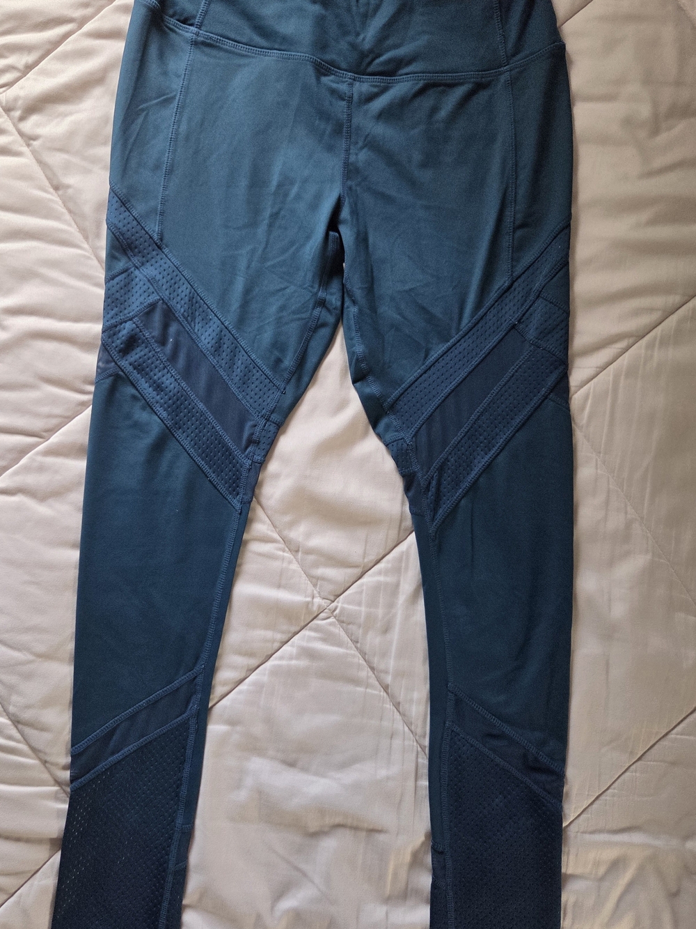 Avia Blue Teal Active Girls' Leggings with Mesh Panels